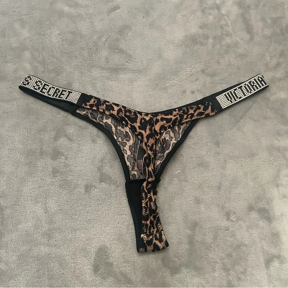 Victoria's Secret Leopard Print Thong Panty in Brown and Black
